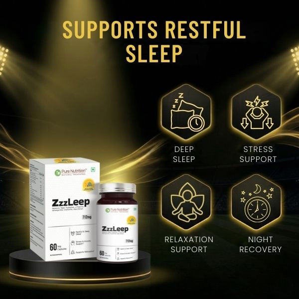 ZzzLeep Sleep Support Melatonin, L-Theanine & Tryptophan | Veg Tablets