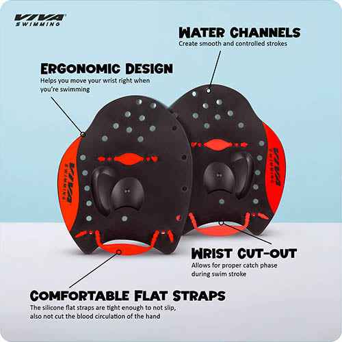 Viva Swimming HP-15 Premium Quality Hand Paddles Gloves with Adjustable Straps Water Sport Tools for Professional Swim Training Fins|Fitness Workout Gear|for Kids Men Women Children