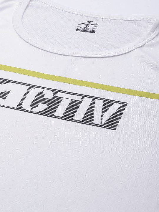 Alcis Men White Pure Cotton Typography Printed T-shirt