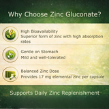 Zinc Gluconate 17mg Immunity, Metabolism & Skin Support