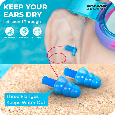 Viva Swimming Combo 614 Senior Kit- Swim Goggles, Caps and Ear plug Combo Set With Case Set- Silicone Non-Slip Material, Anti-Fog, UV Protection For Adults, Boys, Men