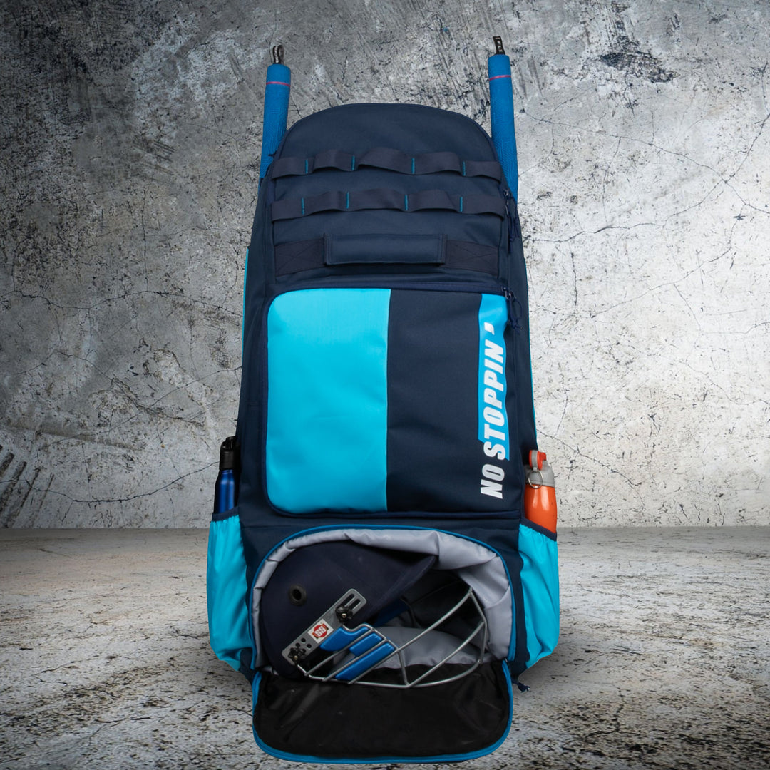 Condor Navy Blue 89L Unisex Cricket Kit Bag Backpack| Adult Size| 2 Bat | Shoe/Helmet Pocket| Main Compartment 20" Leg Pad |2 Bottle Holder| Easy Access Pocket | Player Edition Senior,Polyester