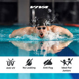 Viva Swimming VIVA-55 (Junior) Anti-Fog UV Protection 100% Silicone Swimming Goggles for Kids, Boys|Wide-Angle Vision Swim Glasses with Silicone Comfort & Adjustable Strap