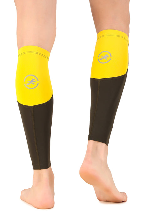 Nylon Compression Calf Sleeves (Yellow/Military Green)