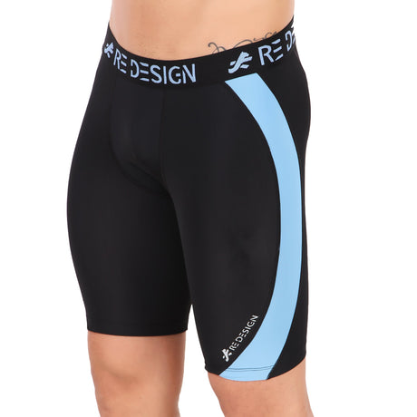 Nylon DC Curve Compression Shorts and Half Tights For Men (BLACK/AQUA)