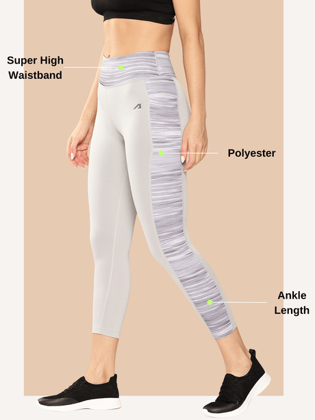 Alcis Women Grey Solid Cropped Tights | Alcis
