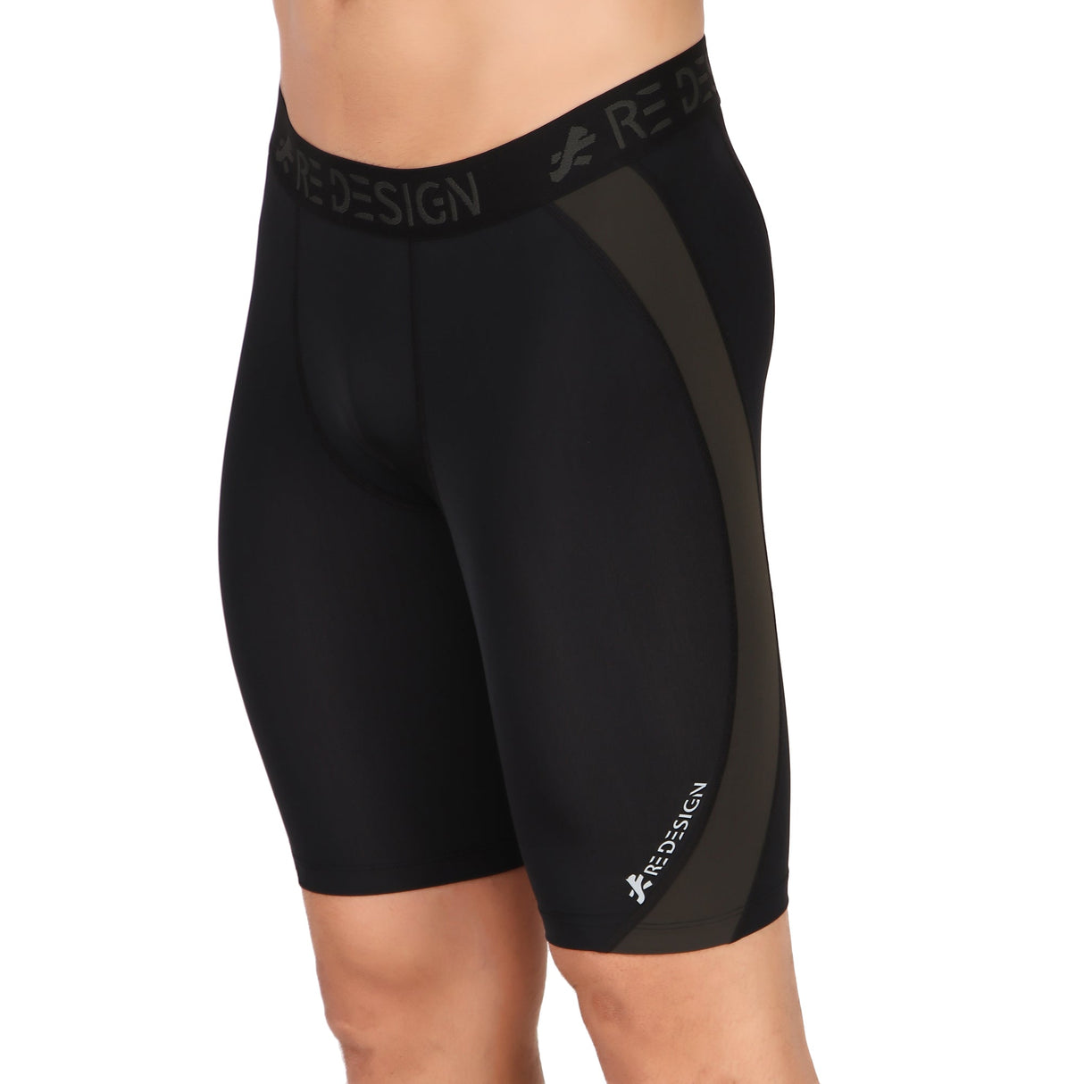 Nylon DC Curve Compression Shorts and Half Tights For Men (BLACK/GREEN)