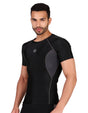 Men's Polyester Compression Tshirt Half Sleeve (Black/Grey)