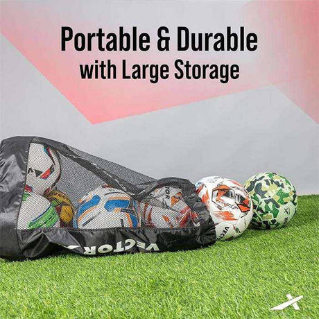 Vector X Sports Ball Bag + Large Storage For Carrying Upto 15 Balls (L Size) (9 Soccer Football Size 5 + 6 Basketball|Durable & Lightweight|Football, Basketball, Volleyball, Netball, Rugby, Beach Ball