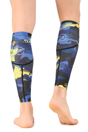 Polyester Compression Calf Sleeves (Blue Camo)