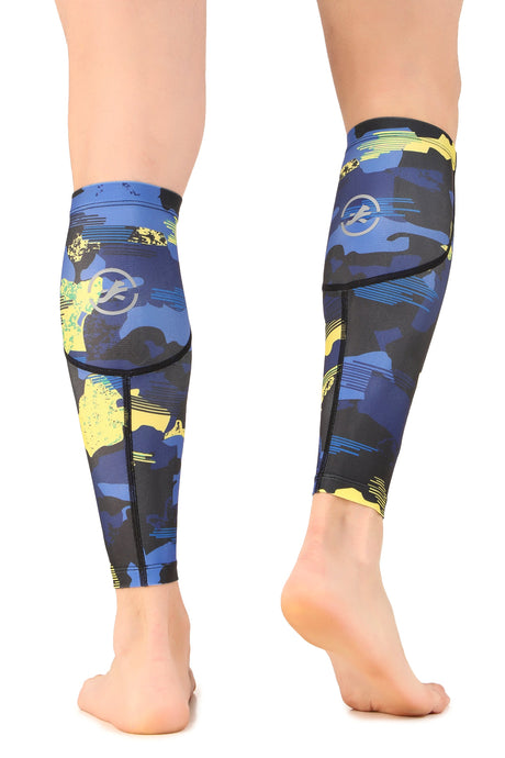 Polyester Compression Calf Sleeves (Blue Camo)