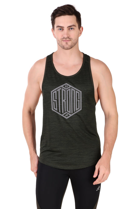 Gym Stringer Vest For Men (Olive)