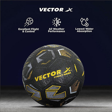 Vector X Street Mania 32 Panel Rubberised Material with Latex Bladder Hand Stitched Indoor/Outdoor Water-Resistant Match, Training Football + Pump , For Men Adults 15+ Years Boys Size 5