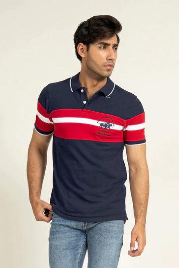Navy Contrast Panel Polo - KIBI SPORTS