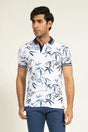 White Contrast Collar Printed Polo - KIBI SPORTS