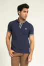 Navy Ban Collar Polo - KIBI SPORTS