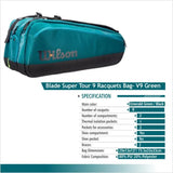 Wilson Blade Super Tour 9 Racquets Bag- V9 Green | KIBI SPORTS
