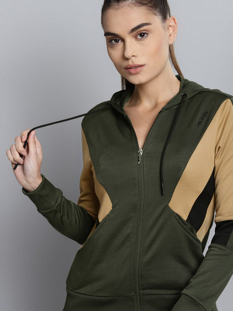 Alcis Women Solid Olive Jackets | Alcis