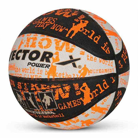 Vector X Power Rubber Moulded Indoor/Outdoor Basketball with Butyl Bladder|(Suitable for Practice/Match/Training) + Free Air Needle