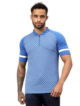Vector X Mens Sports Wear Polyester Front Printed Collar Neck with Front Zipper Opening Half Sleeves T-shirt For Running, Training, Athletic