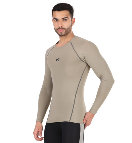 Nylon Compression Tshirt Full Sleeve Tights For Men (Pista)