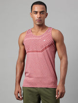 Alcis Men's Red Heather Drytech+ Anti-Static Slim-Fit Round Neck Running T-Shirt