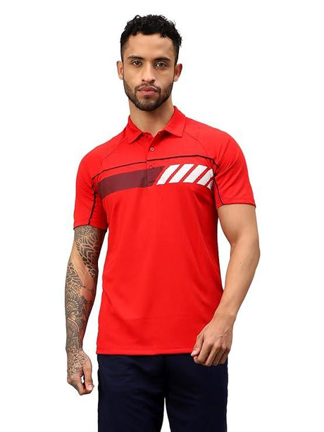 Vector X Mens Printed Polo Collar Neck Stylish Polyester T-Shirts