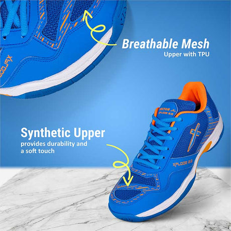 Vector X Xplode 2.0 Tennis/Badminton Court Shoe, Elegent Design, Synthetic + Breathable Mesh Upper With TPU Fusing|Rubber Outsole| Slip Resistance, Lightweight, EVA Insocks for Comfort