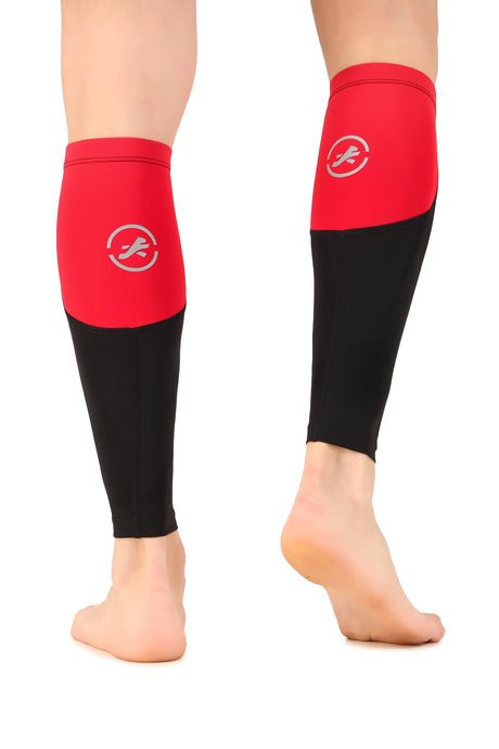 Nylon Compression Calf Sleeves (Black/Red)