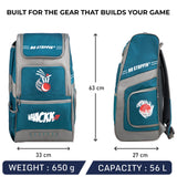 WHACKK Dev 65L Cricket Kit Bag Blue Grey| Quick Access Design| Spacious Main Compartment| Bat Holder| Shoe/Helmet Pocket| Bottle Holder| Padded Straps
