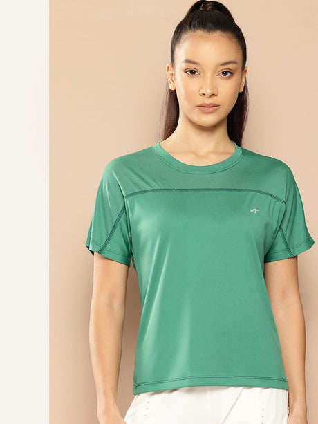 Alcis Women Green Drycell Running Crop Tee