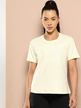 Women Cotton Lycra Tee Off White
