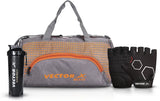 Vector X Blitz Gym Bag Combo for Men ll Gym Bag with Shoe Compartment and, Black Bottle, Black Wristband, Black Gloves ll Gym Bag & Fitness Kit & Gym Bag Combo