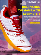 VECTOR X Ranger 7.0 Power Cushion Rubber Outsole Synthetic Mesh Badminton Shoes for Men Lightweight & Comfortable