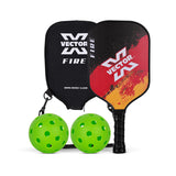 Vector X FIRE Pickle Bat, Lightweight Carbon Fiber Material, Face Honeycomb Composite Core Paddle Low Edge Guard, Durable, Lightweight Pickleball Racket (1 Racket+ 2 Pickle Ball+Carry Bag)