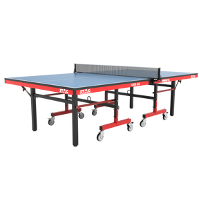 STAG GLOBAL Deluxe 1000 DX Table Tennis Table | 25mm Blue Top with 2 TT Rackets | 6 Balls | 1 Table Cover & Clamp Net