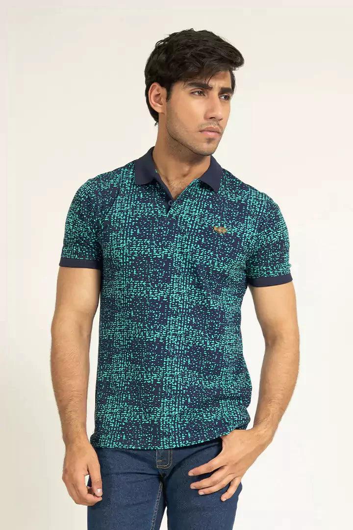 Navy Printed Polo | Cougar - KIBI SPORTS