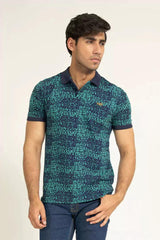 Navy Printed Polo | Cougar - KIBI SPORTS