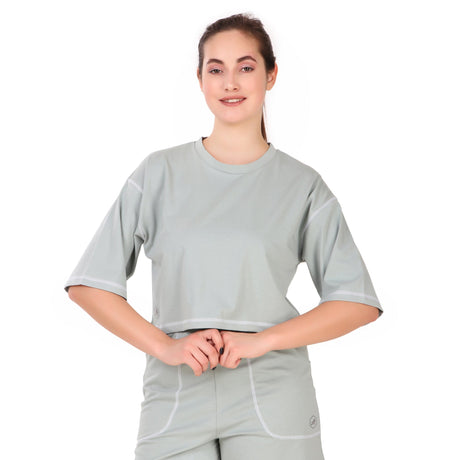 Cotton Crop Top For Women (Light Green)