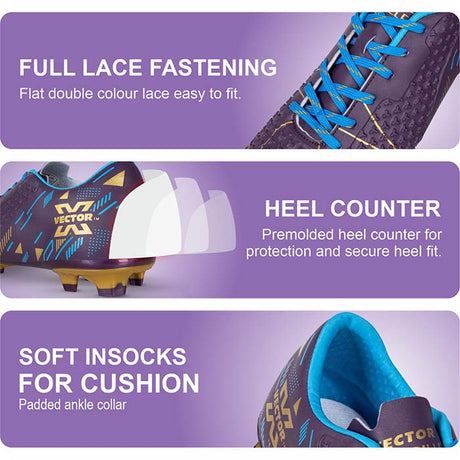 Vector X Thriller 3D Fully Embossed Textured Upper|Football Shoe/Studs| Double Colored TPU Sole| Soft Insocks Cushion|Light Weight soccer shoes For Men