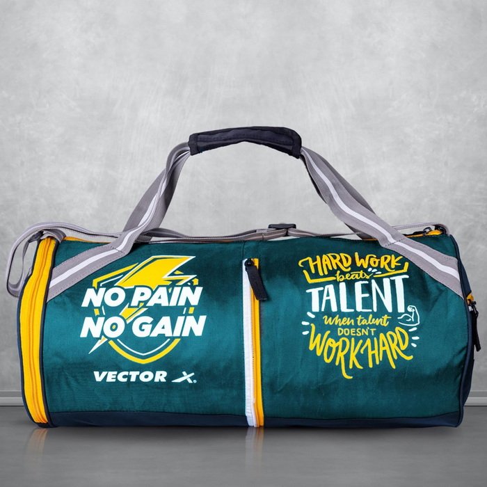 Vector X No Pain Gym Duffel 22L Sports Bag for Men and Women with Shoes Compartment Polyester | Front Utility Pocket |Durable Base | Adjustable Shoulder Strap