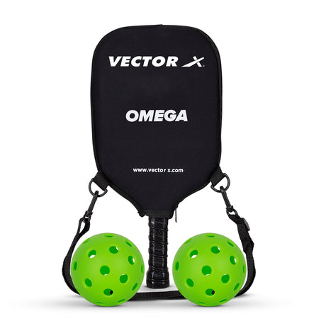 Vector X Omega Pickle Ball Bat Racket Set PP Honeycomb Core Paddle with Premium Grip Low Edge Guard, Durable, Lightweight (1 Racket+ 2 Pickle Ball+Carry Bag)