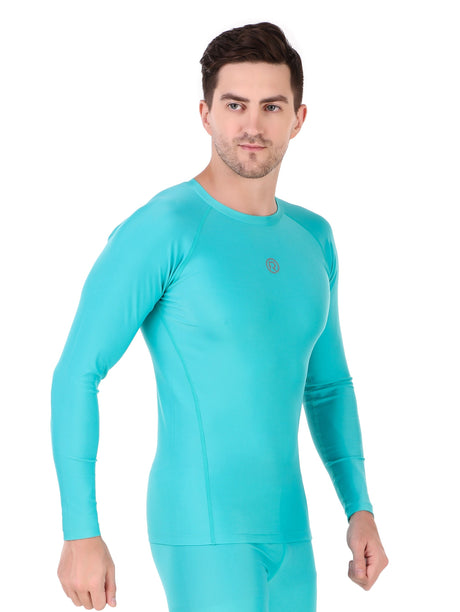 Men's Polyester Compression Tshirt Full Sleeve (Coral Green)