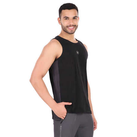 Performance Cut Sleeves Tshirt For Men (Black/Grey)