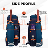 WHACKK Warne 81L Cricket Kit Bag Backpack | Spacious Compartment with Dual Bat, Shoe/ Helmet Pockets | Lightweight & Durable Sports kit Bag blue Orange