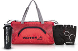 Vector X Blitz Gym Bag Combo for Men ll Gym Bag with Shoe Compartment and, Black Bottle, Black Wristband, Black Gloves ll Gym Bag & Fitness Kit & Gym Bag Combo