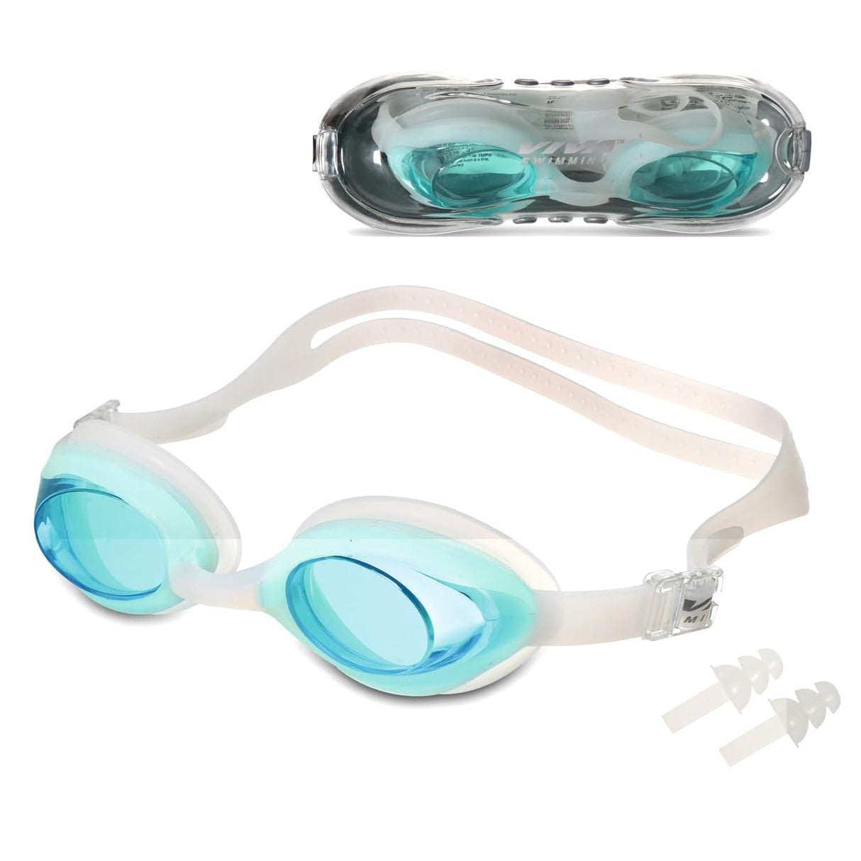 Viva Swimming Explorer One Piece Silicone Mirror Goggle with Double Strap Case Packing