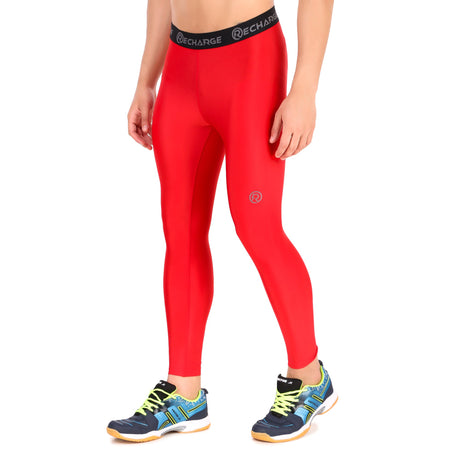 Recharge Polyester Compression Pant (Red)
