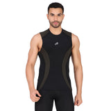 Nylon DC Compression Tshirt Cutsleeves Tights For Men (Black/Green)