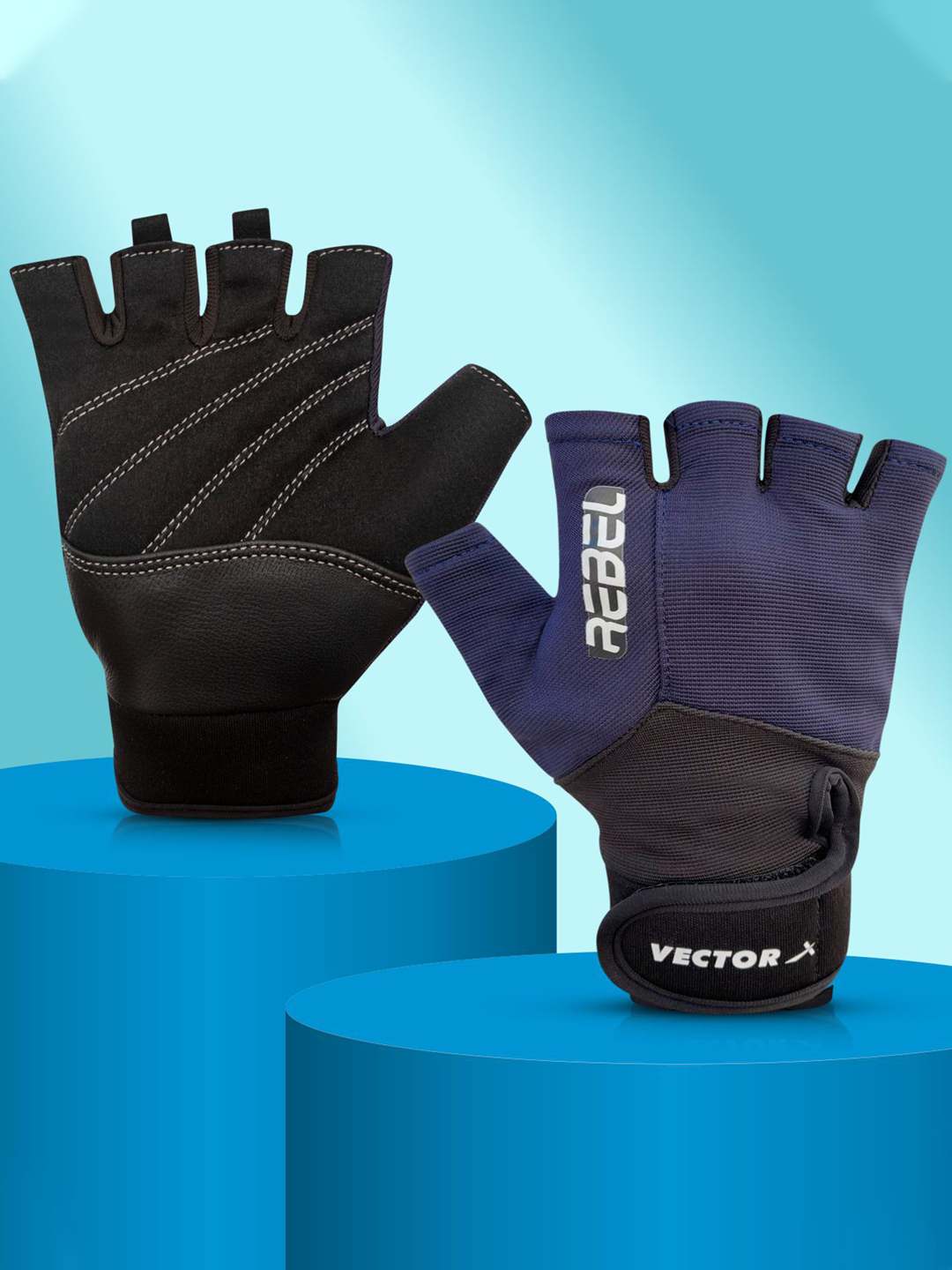 Vector X Rebel Unisex Workout Weight Lifting Gloves for Men and Women with Wrist Support,Fingerless Grip for Weightlifting,Cycling,Exercise,Training,Fitness